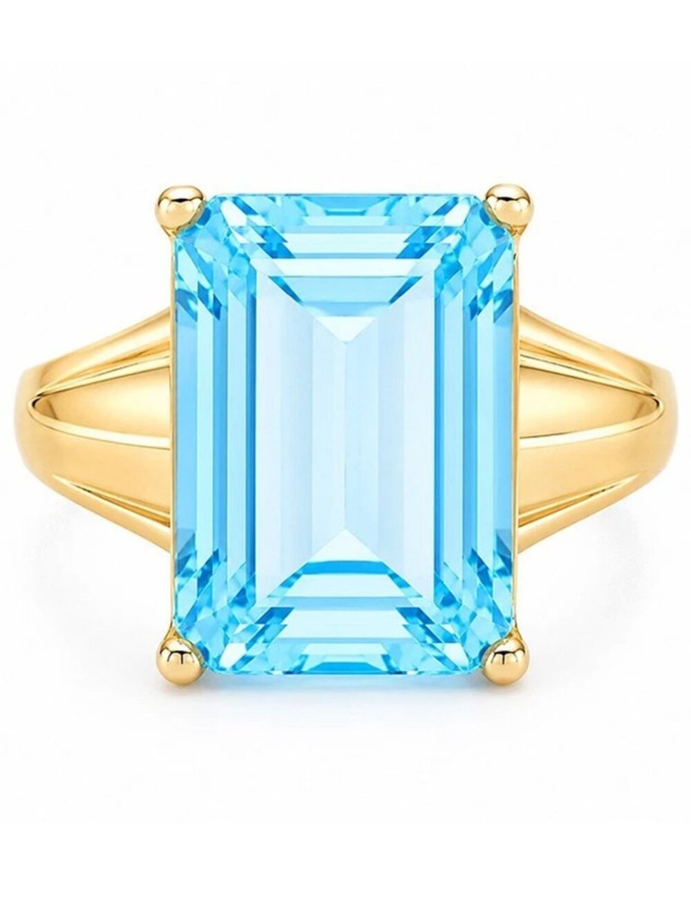 Natural 7.85 Cts Blue Topaz 10k Yellow Gold